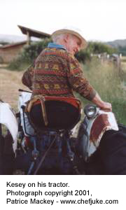 Ken Kesey on his tractor - Photograph &copy; 2001 by Patrice Mackey - www.chefjuke.com