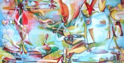 WILDFIRE 2003, acrylics - canvas, 105x150cm by Rik Lina