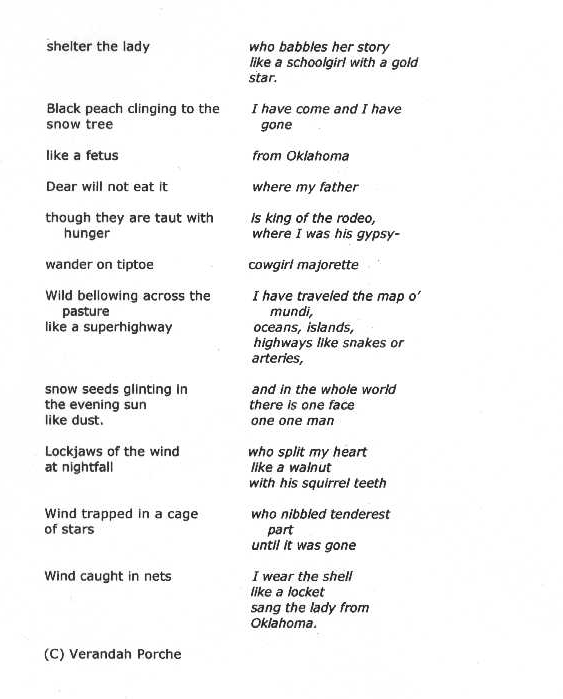 An Aria for Winter poem by Verandah Porche