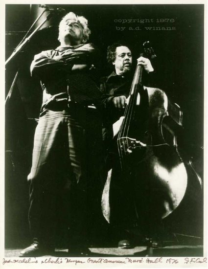 Jack Micheline and Charlie Mingus at Great American Music Hall, San Francisco, 1976. Photo copyright 1976, A.D. Winans.