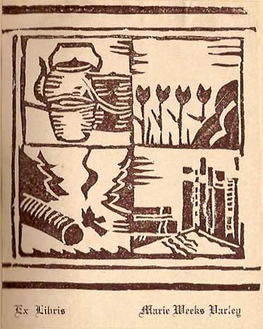 woodcut vintage bookplate