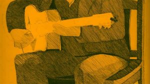 drawing of man with guitar