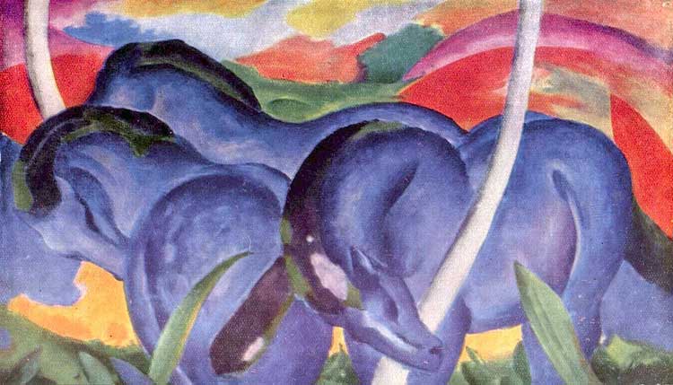 Die großen blauen Pferde, The Large Blue Horses (1911) by Franz Marc